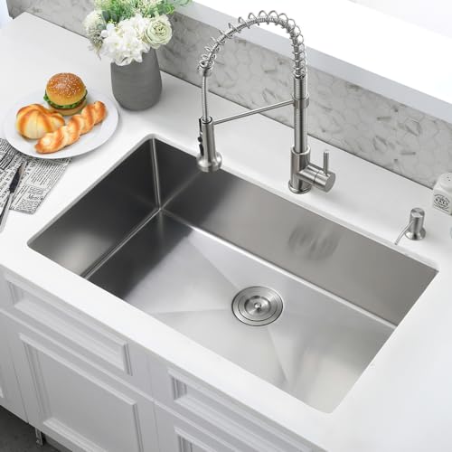 Bokaiya 27 Inch Undermount Kitchen Sink -Bokaiya 27X19 Stainless Steel Undermount Kitchen Sink 18 Gauge Deep Single Bowl Kitchen Sink With Colander thumb #3