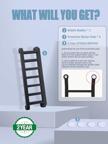 Image of 2024 Premium Widdle Wadder: 8 Inch Strongest Widdle Wader Magnet Car Decals Little Ladder Emblem Cool for Trucks SUV Car Badge Tailgate Front Emblem (Pure Black)
