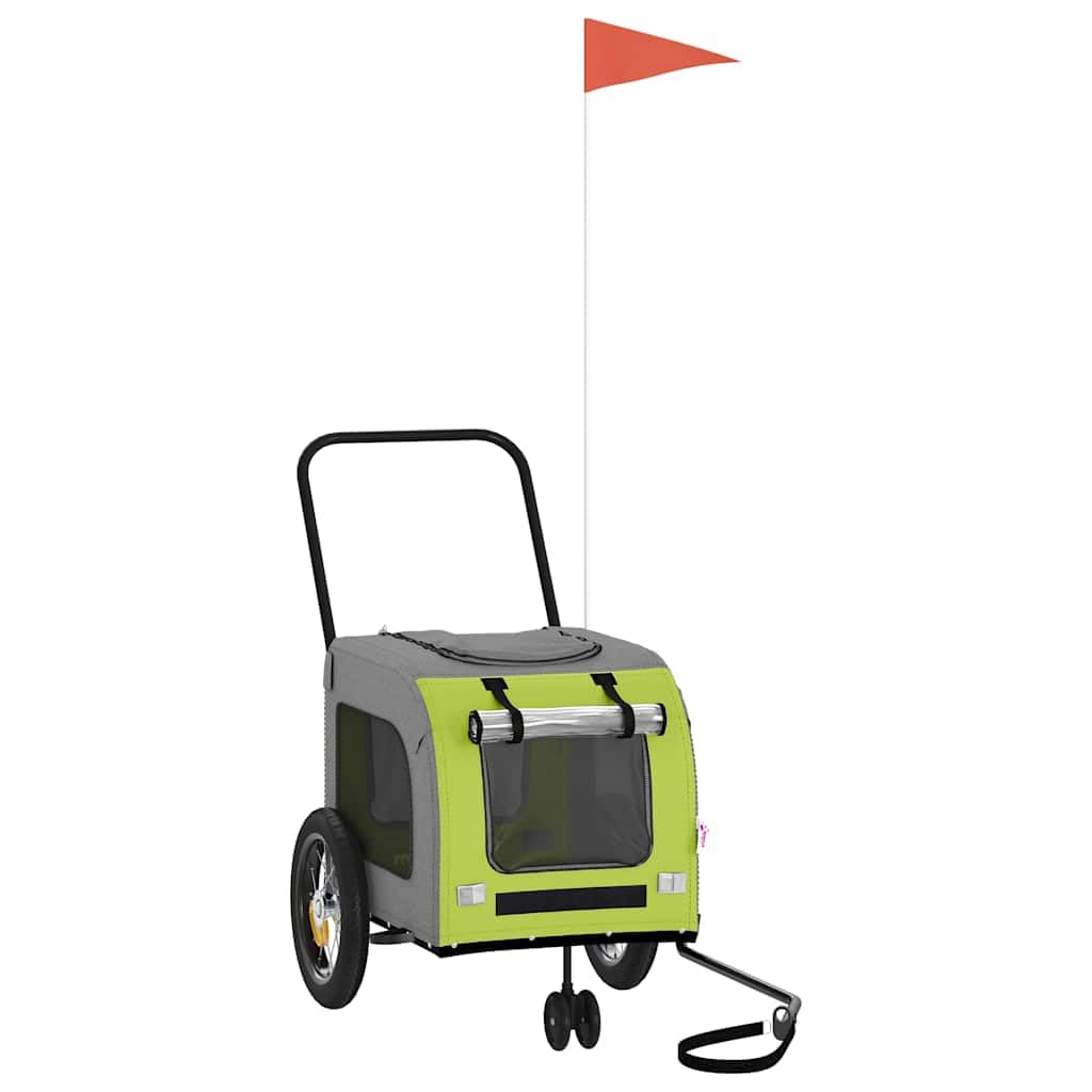 vidaXL Pet Bike Trailer with Storage Green and Grey 125 x 53 x 54 cm