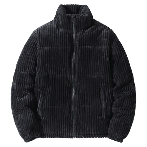 Chaqueta de pana acolchada para hombre con cremallera y diseño bomber