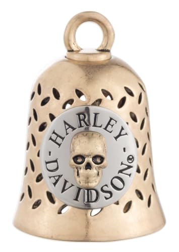 Harley-Davidson Round Skull H-D Script Cut-Out Ride Bell, Gold & Silver