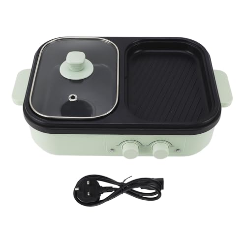 SustVita Electric Hot Pot with Divider, Nonstick Dual Sides Cooker, 1300W Multifunctional Cooking Pot for Frying, Grilling, and Hot Pot with Temperature Control