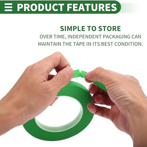 Image of Motoforti Universal Painters Tape Masking Master Tape 0.15cm /0.3cm /0.6cm /1.2cm /1.9cm x 55m Easy Removal Crepe Paper Green 5 Pcs