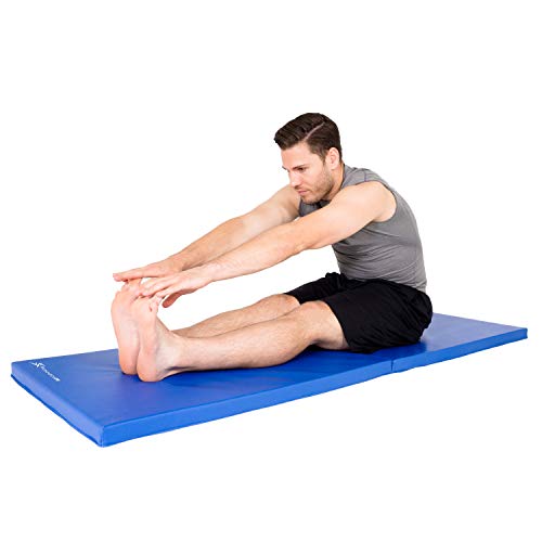 Image of ProsourceFit Bi-Fold Folding Thick Exercise Mat 6'x2' with Carrying Handles for MMA, Gymnastics Core Workouts