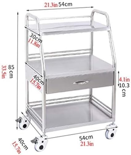 Carro de laboratorio trapezoidal extraíble de acero inoxidable con 3 capas de carga 5