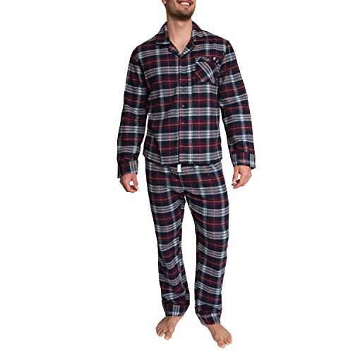 Pyjama en flanelle Fila pour homme ensemble de nuit boutonné bleu marine taille S