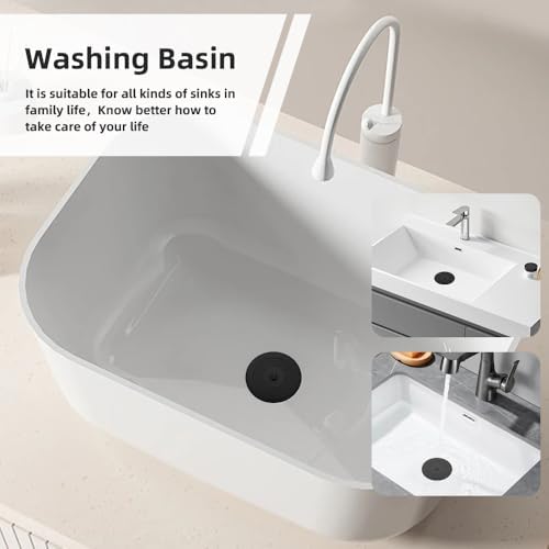 Tub Stopper 2PCS,Bathtub Drain Stopper,6 inches Bathtub Tub Drain Cover Stopper,Silicone Drain Plug,Kitchen Bathroom Hair Water Shower Stopper,Large Bathroom Laundry Accessories (Black/Black) - 3