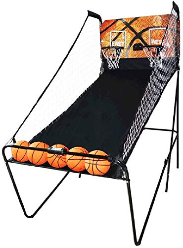 Knoijijuo Double Electronic Shooter Arcade Electronic Basketball Stand System Interactive Indoor Basketball Hoop with Electronic Scorer 5 Basketballs