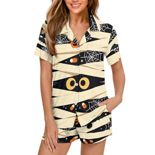 Image of Women's Short Sleeve Sleepwear Pajamas Nightwear with Pockets