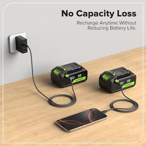Image of Greenworks 24V 6.0Ah PowerAll Lithium-Ion High-Power Battery (Genuine Battery / 150+ Compatible Tools) with 100-Watt Bi-Directional USB-C Charger for iPhone 16, iPad, Galaxy, Pixel and More