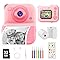 Dusefogo Appareil Photo Instantané Enfants,1440P Appareil Photo Numérique Enfant Caméra Vidéo avec Carte de 32GB Rouleaux de Papier d'impression Cadeau Garçons pour Garçons Filles de 3-12 Ans(Rose)