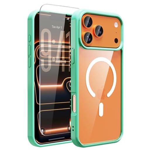 EUMADOVE Classic Hybrid Magnetic iPhone 17 pro Case Phone Case Cover, Screen Protectors X1, Compatible with Magsafe, Anti Yellowing,Slim,Shockproof, Protective(Mint Green, iPhone 17 pro)