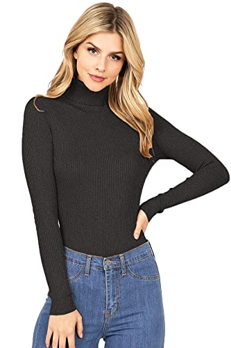 Image of Ambiance Apparel Women's Ribbed Long Sleeve Turtleneck Top