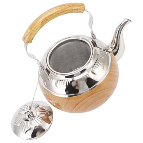 Housoutil Tetera de Acero Inoxidable 1l con Tapa Tetera Moderna de Metal Plateado para Café y Té para Hogar Oficina y Uso en Cocina
