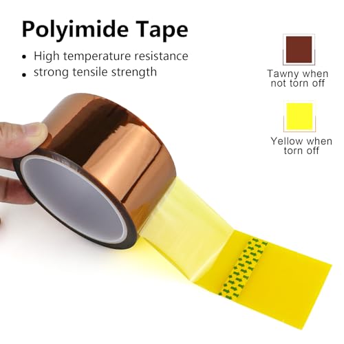 Image of BOMEI PACK Polyimide Tape, 8 Pack High-Temperature Resistant Tape 2inch x 33m(108ft), No Residue Heat-Resistant Tape for Electric Task, 3D Printing, Soldering, Sublimation, Masking