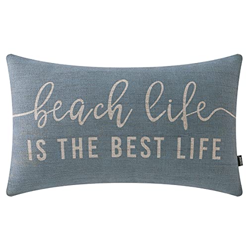 TRENDIN Beach Throw Pillow Covers 20x12 inch Beach Life is The Best Life Lumbar Pillowcase Vintage Nautical Decorations Linen Cushion Cover for Sofa Couch PL662TR by TRENDIN - Used condition - US$12.01