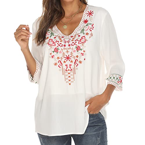 Grosy Bohemian Embroidered Tops for Women, Hippie Clothes, Mexican Peasant