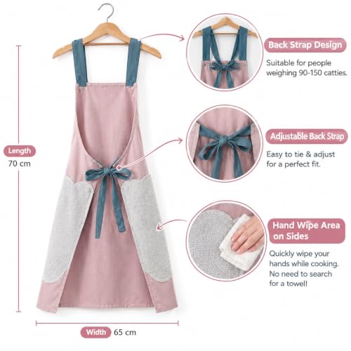 Image of 1 PCS Cooking Apron for Kitchen Waterproof Women With Big Front Pocket Hand Wiping Towel Kitchen Cloth Apron for Women Waterproof Apron for Dishwashing Cooking Aprons