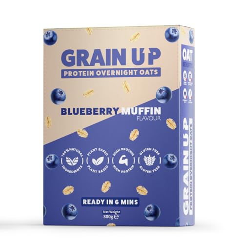 Grain UP - Blueberry Muffin Overnight Oats 300g High Protein Vegan Gluten-Free Healthy Meal Prep Option