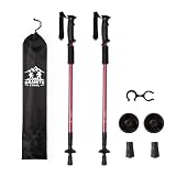 Set Bastones de Senderismo, Aluminio Ligero, Ajustables en Altura, Extensibles telescopicos, con Amortiguación, 5 Colores, + Funda (Rojo)