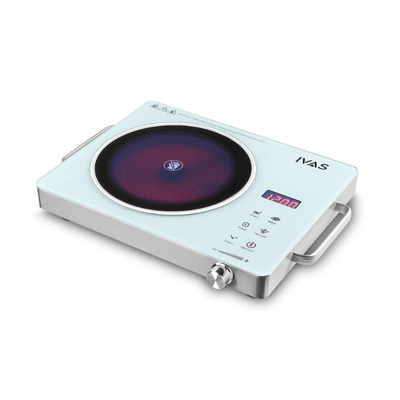 Image of IVAS 2200W Infra Induction Cooktop | Infrared + Induction Dual Heating | Touch Control, Digital Display | Fast Heating, Energy Efficient | BBQ, Fry, Soup, Hot Pot Modes