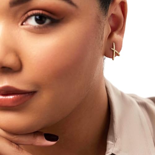 Gold Earrings for Women Trendy 14k Gold Plated X Stud Earrings Hypoallergenic Dainty Simple Minimalist Cubic Zirconia Earrings Jewelry Gifts for Her4