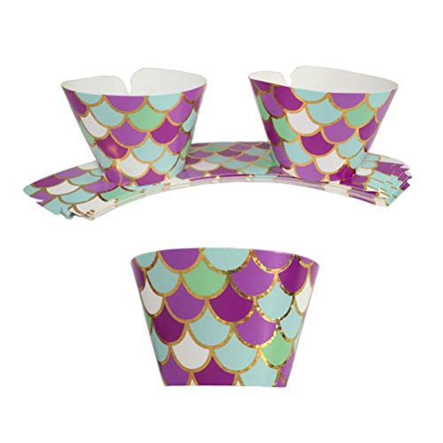 24 PCS Estampagem de ouro Cupcake Wrapper Requintado Sereia Bolo Wrapper Decoração de festa Baking S