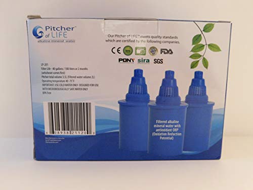 Life Ionizer NEXT GENERATION Pitcher Of Life Alkaline Water Pitcher Replacement Filters thumb #1