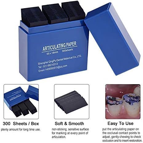 Image of 300 Sheets Dental Articulating Paper, Plastic Dispenser Red and Blue Bite Articulating Paper & Film Doubled Side
