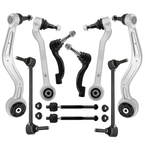 Image of Detroit Axle - RWD 10pc Front End Kit for 2013 2014 2015 2016 2017 2018 2019 Cadillac ATS, 4 Lower Forward and Rearward Control Arms with Ball Joint 4 Outer Inner Tie Rods 2 Sway Bars Replacement