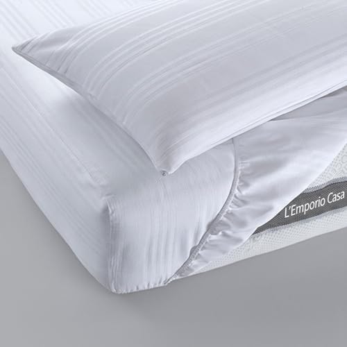 Protège-matelas 90x200 L'Emporio Casa en coton blanc avec des coins élastiques pour lit simple