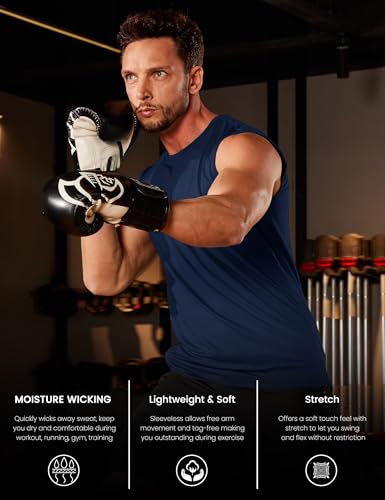 MAGCOMSEN 2 Pack Men's UPF 80+ Tank Tops Quick Dry Workout Gym Sleeveless Muscle Shirts Cooling Summer Beach Swim Shirt3