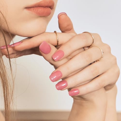 Image of ohora Semi Cured Gel Nail Strips (N Cream Glow) - Pink, Solid, Works with Any UV /LED Lamps, Salon-Quality, Long Lasting, Easy to Apply & Remove - Includes 2 Prep Pads, Nail File & Wooden Stick