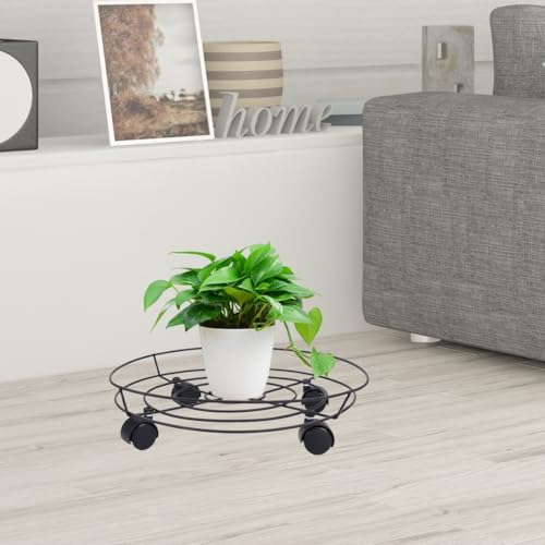 Support pot de fleurs roulettes métal 40cm déplacement charges lourdes