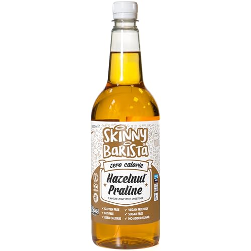Skinny Food Co Hazelnut Praline Syrup Zero Calorie 1L - Sugar Free Hazelnut Coffee Syrups For Tea, Hot Chocolate, Fruit, Baking, Protein Drinks - Vegan-Friendly, Gluten-Free & Fat-Free