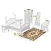 iLAND Victorian Dollhouse Furniture 1/12 Scale, Brewster Dollhouse Bedroom Furniture Set (White & Gold) #1