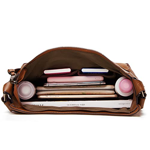 Bolsas femininas Hobo, tote, grande, de mão e de ombro, moderna, 2 peças, Marrom, One Size