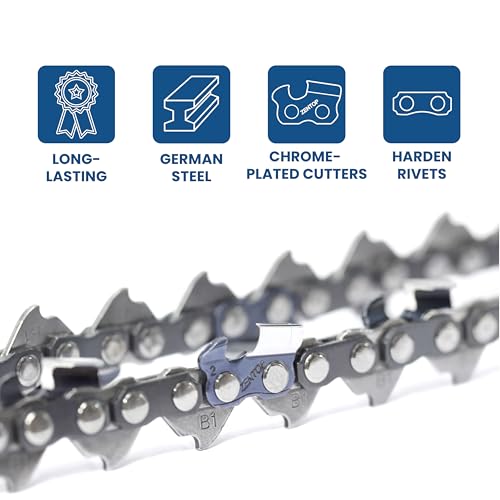 Image of 18 Inch Chainsaw Chain, .325 inch Pitch .050 inch Gauge 72 Drive Links, Germany Steel Anti-Kickback Replacement for Husqvarna 440, 445, 450, Echo CS-400, CS-450, 3-Pack