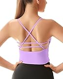 Women Longline Sports Bra Strappy Workout Crop Tank Camisole Yoga Cross Open Back Activewear Fitness