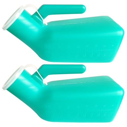 Male Urinal Bottle,Thick Portable urinals for Men,Pee Bottles with Lid 32oz./1000mL, Spill Proof Urinal Bottle for Hospital, Car,Travel,Outdoor,Emergency,Camping,Elderly & Incontinence(2PACK)