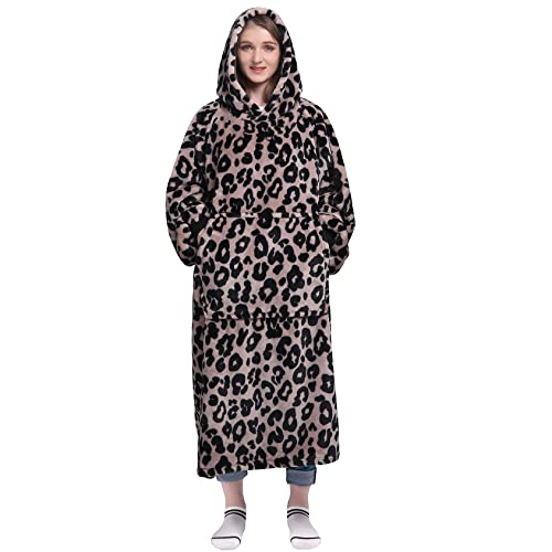 Waitu Manta con capucha para mujeres y hombres, ideal para regalo, cálida y acogedora, franela gruesa, bata para adultos y niños, bolsillo...
