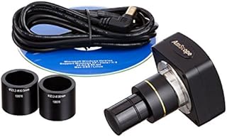 AmScope MU1000 10MP Digital Microscope Camera for Still and Video Images, 40x Magnification, 0.5x Reduction Lens, Eye Tube or C-Mount, USB 2.0 Output, Includes Software
