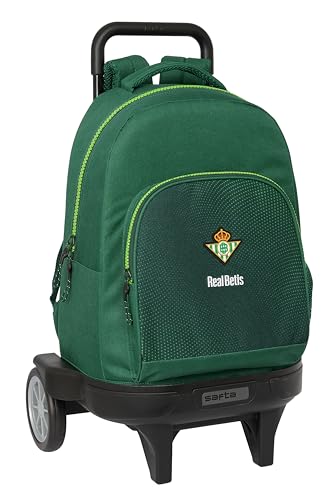 Safta REAL BETIS BALOMPIÉ   Mochila Grande con Ruedas, Compact Evolución, Extraíble, Ideal para Niños de Diferentes Edades, Cómoda y Versátil, Calidad y Resistencia, 33x22x45 cm, Color Verde