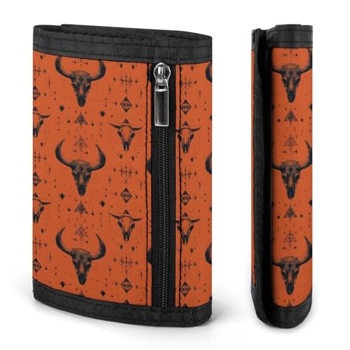 Orange Goat Skull A Print Wallet for Men, 8 Credit Card Holder Slim Minimalist Front Pocket Small Mens Bifold Wallets2