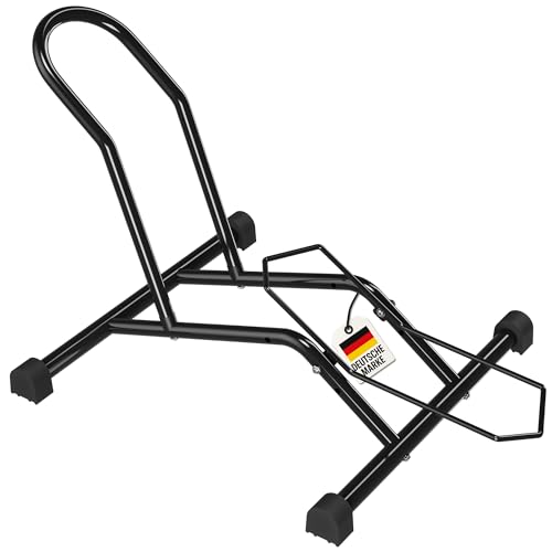 WELLGRO 1 Fahrradständer Boden Universal Fahrrad Ständer für Mountainbike Rennrad & Fatbike Robuster Radständer aus Stahl für Garage Keller & Außenbereich Schwarz