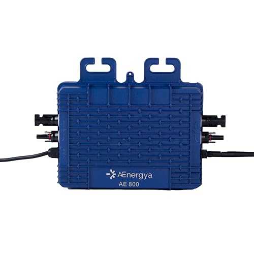 AEnergya Mikro-Wechselrichter AE800 mit 800 W, intelligenter WLAN-Solar-Wechselrichter für Balkon, PV-Wechselrichter für Photovoltaik-Paneele, IP65, 2 doppelte Eingänge, 1 Ausgang 800 W (AE800-800 W)