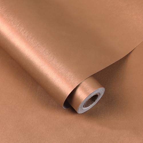 ANBILILA Papel Pintado Autoadhesivo Metal Latón Cepillado,Moderno y Minimalista,40x500cm,Vinilo Decorativo para Muebles de Cocina,Salón,Dormitorio,Armario,Renovación de Encimera y Pared