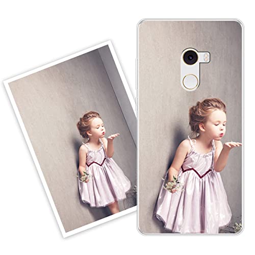Sunrive Personalizzate Cover compatibile con Xiaomi Mi Mix 2 personalizzabile con Foto Testi Frase Logo Disegni e Grafiche Personalizzata, assorbimento degli urti morbido TPU trasparente