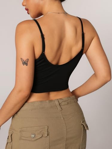 Verdusa Women's Sleeveless Crop Top Cut Out Asymmetrical Hem Slim Fit Cami Top2