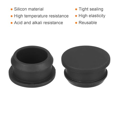 Image of MECCANIXITY Silicone Snap in Locking Hole Plugs,Rubber Panel Seal Cover Flush Type Panel Round for Kitchen Rubber Bulkheads Waterproof Sealing Plugs 22mm /0.87 Inch Diameter Black,Pack of 4